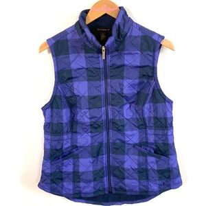Bit & Bridle Purple plaid puffer vest